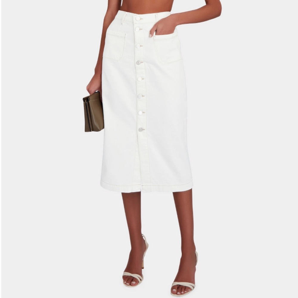 NWT Frame Le Bardot Denim Midi Skirt Size 32